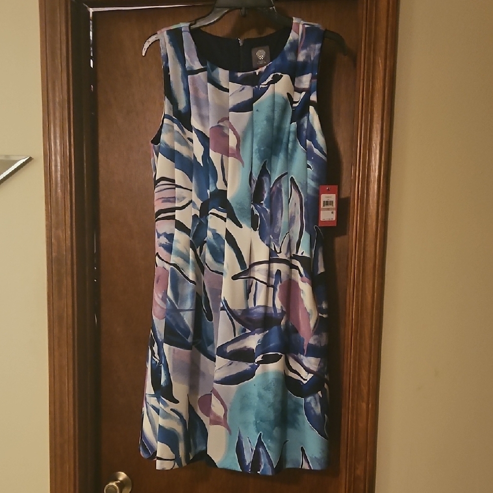 Vince Camuto Blue and Purple Patterned Mini Dress